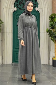 Neva Style - Füme Tesettür Elbise 1372FU - Thumbnail