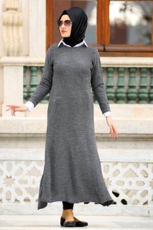 Neva Style - Füme Tesettür Triko Elbise 2561FU - 1