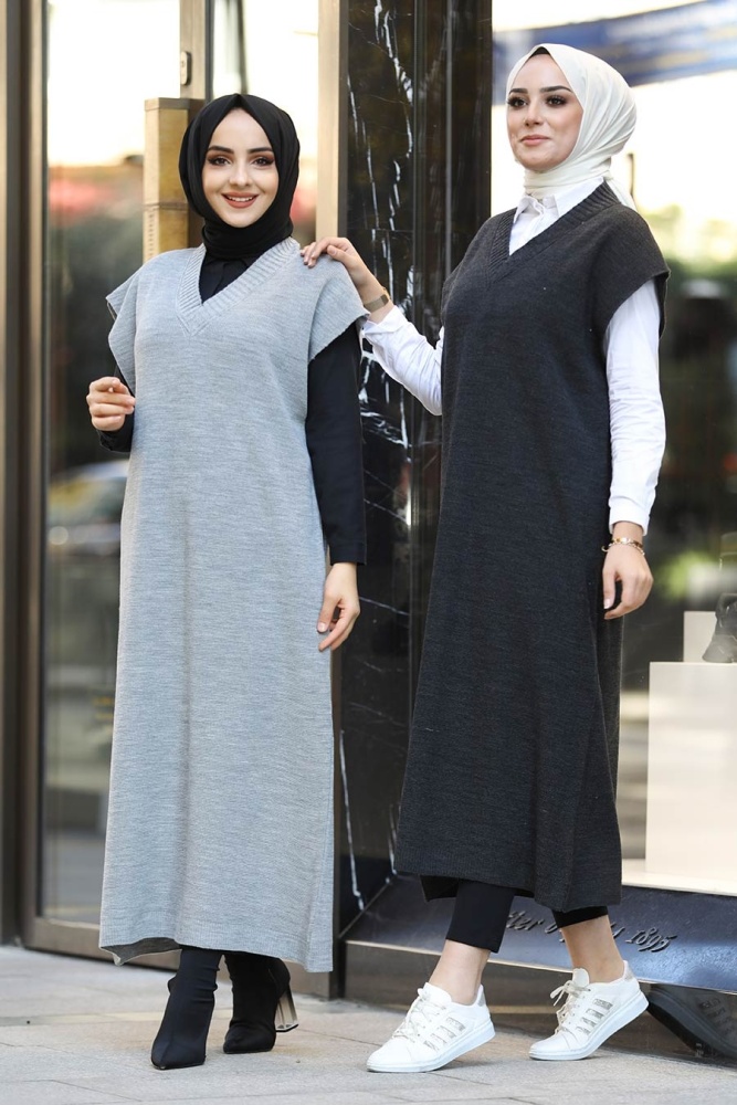 Neva Style - Füme Tesettür Triko Süveter 10111FU - 2