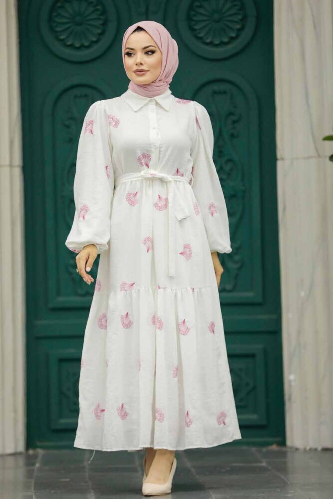 Fushia Hijab Turkish Dress 12991F - 1