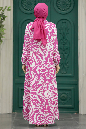 Fushia Hijab Turkish Dress 50104F - 4