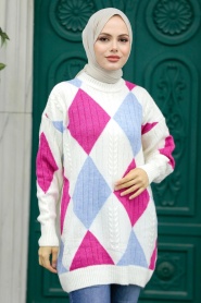 Neva Style - Fushia Knitwear Muslim Jumper 8228F - Thumbnail