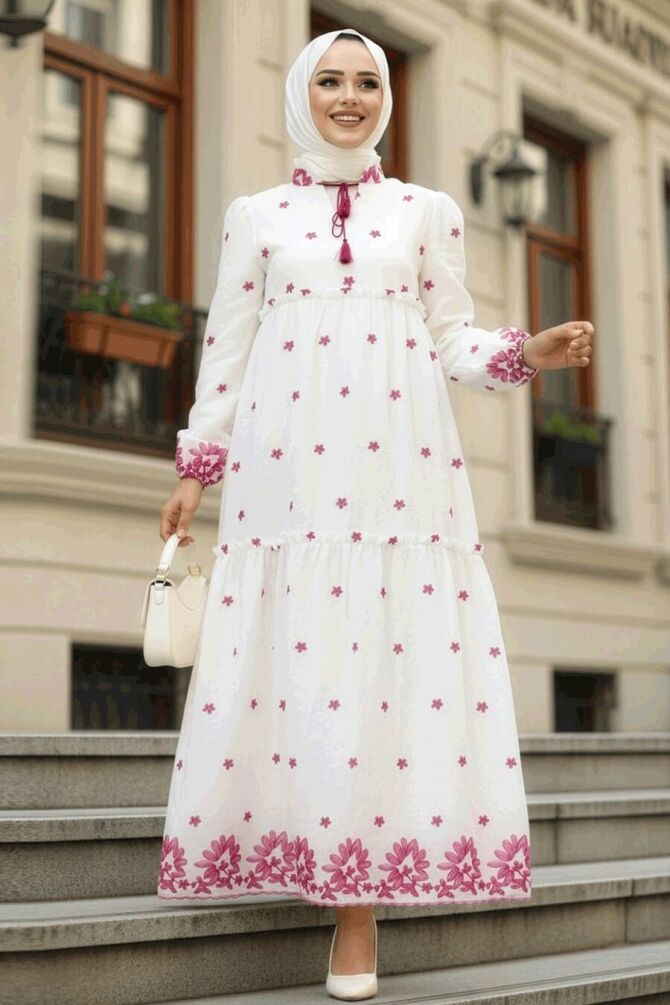 Fushia Long Dress 1381F - 1