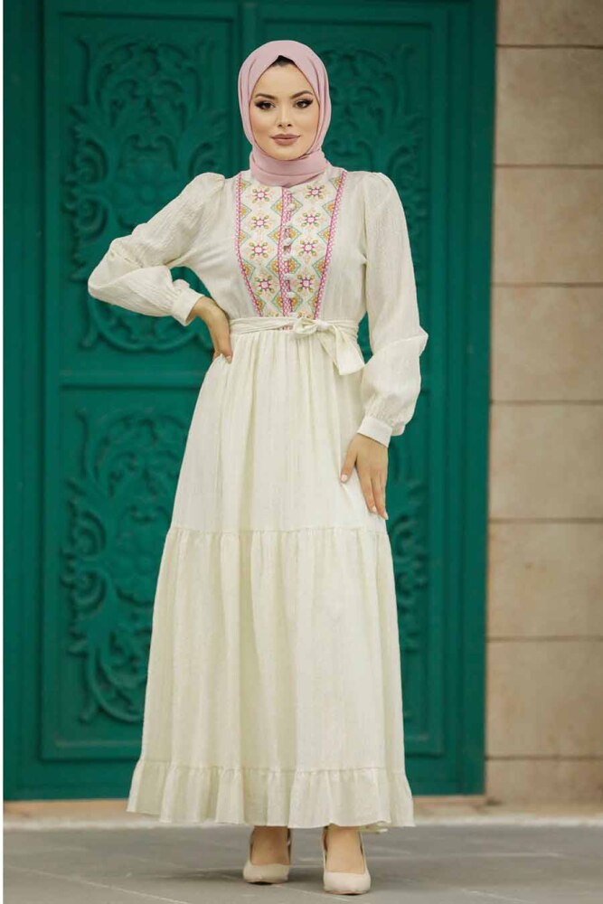 Fushia Long Dress For Muslim Ladies 13081F - 2