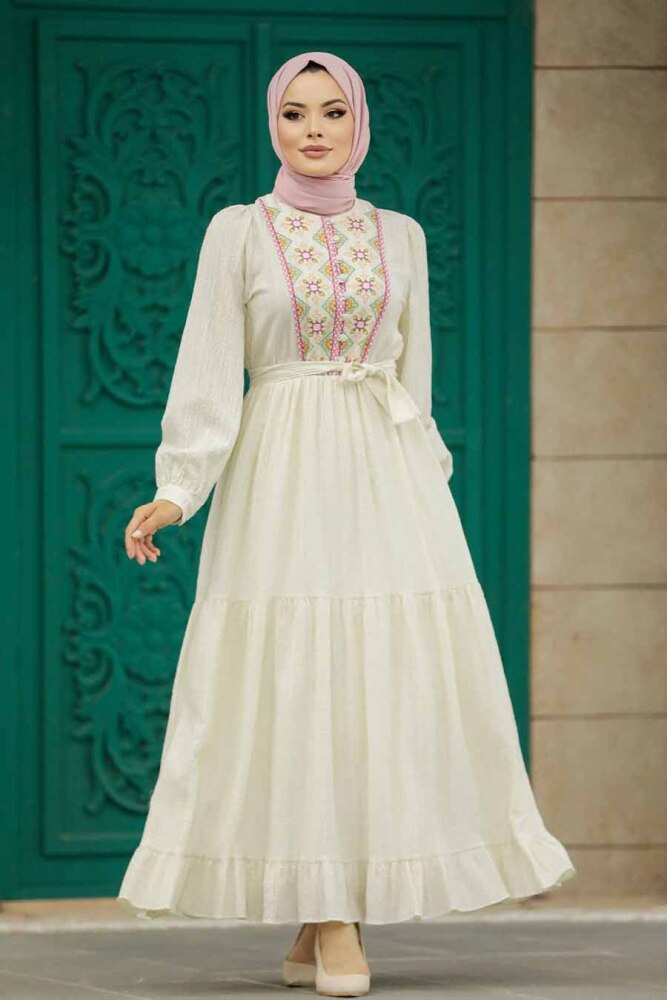 Fushia Long Dress For Muslim Ladies 13081F - 1