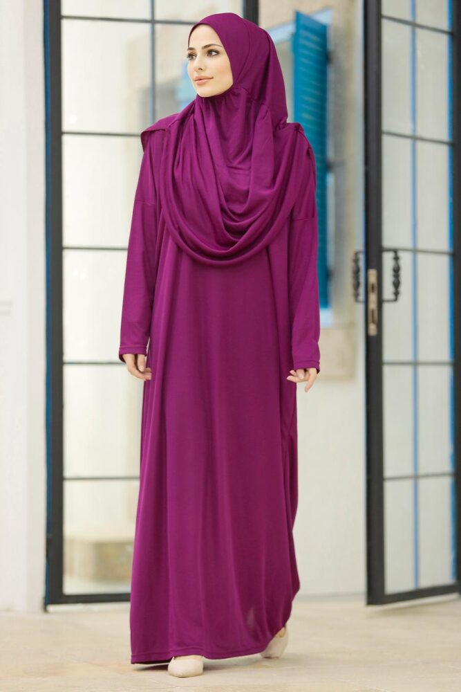  Fuşya Tesettür Namaz Elbisesi 2306F - 2