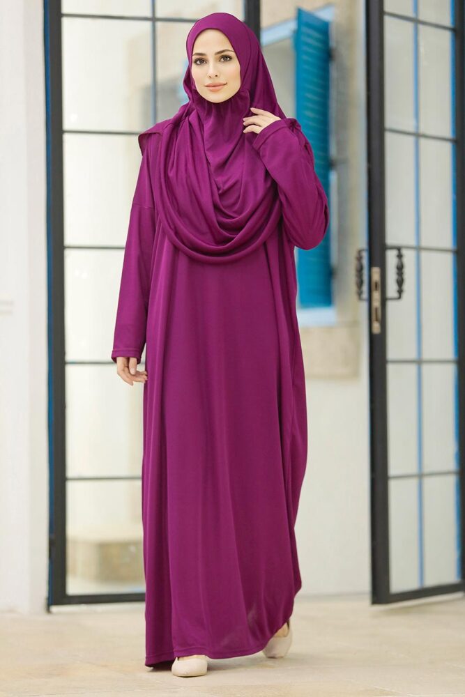  Fuşya Tesettür Namaz Elbisesi 2306F - 3
