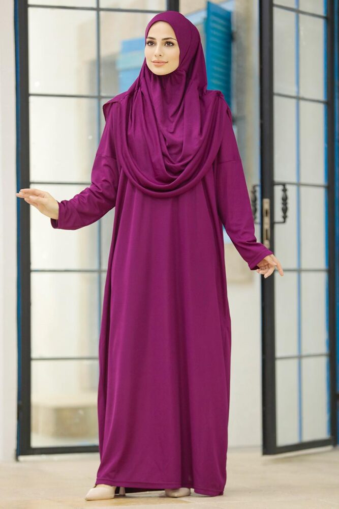  Fuşya Tesettür Namaz Elbisesi 2306F - 1