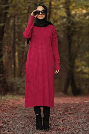 Neva Style - Fuşya Tesettür Triko Tesettür 25050F - 1