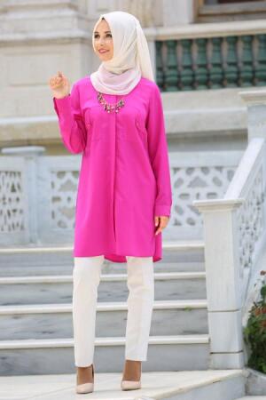 Neva Style - Fuşya Tesettür Tunik 3019F - 1