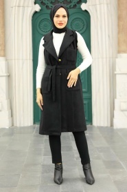Neva Style - Gilet Cachet Hijab Noir 5824S - Thumbnail