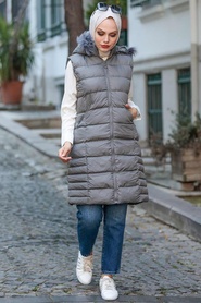 Neva Style - Gilet Hijab Fumé 1363FU - Thumbnail