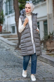 Neva Style - Gilet Hijab Fumé 1363FU - Thumbnail