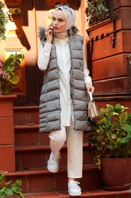 Neva Style - Gilet Hijab Fumé 1363FU - Thumbnail