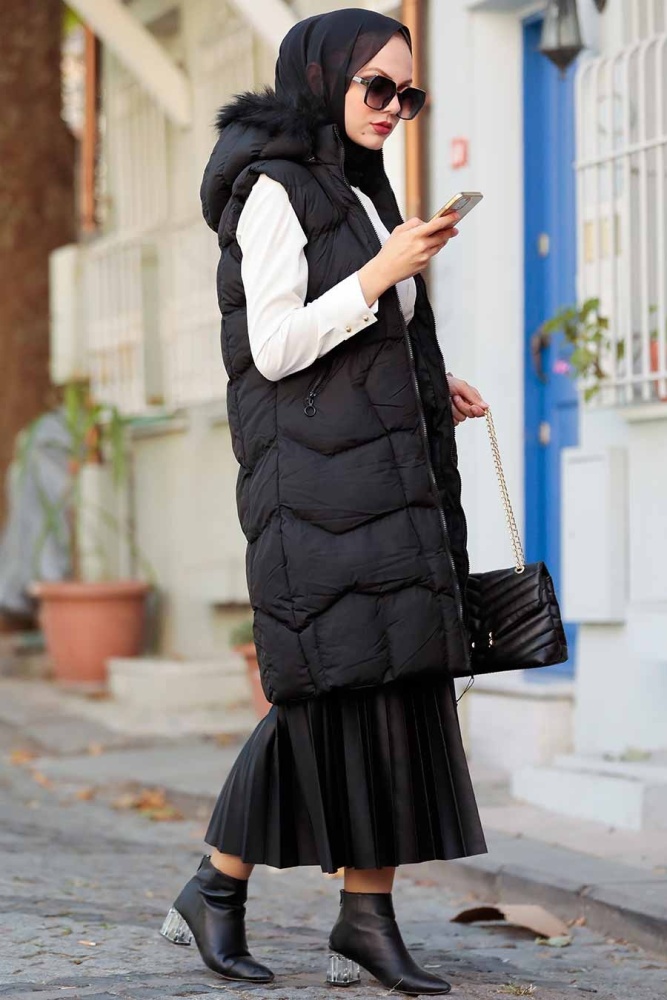 Neva Style -Gilet Hijab Noir 1367TAS - 1