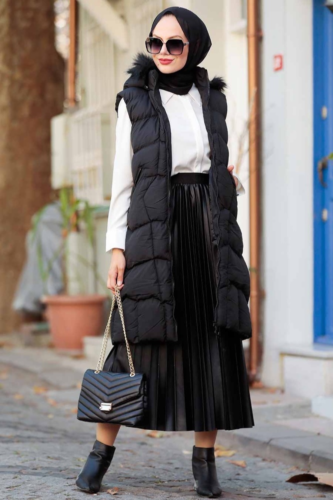 Neva Style -Gilet Hijab Noir 1367TAS - 2