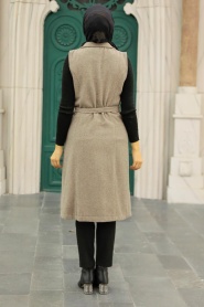 Neva Style - Gilet Hijab Vison Foncé 5824KV - Thumbnail