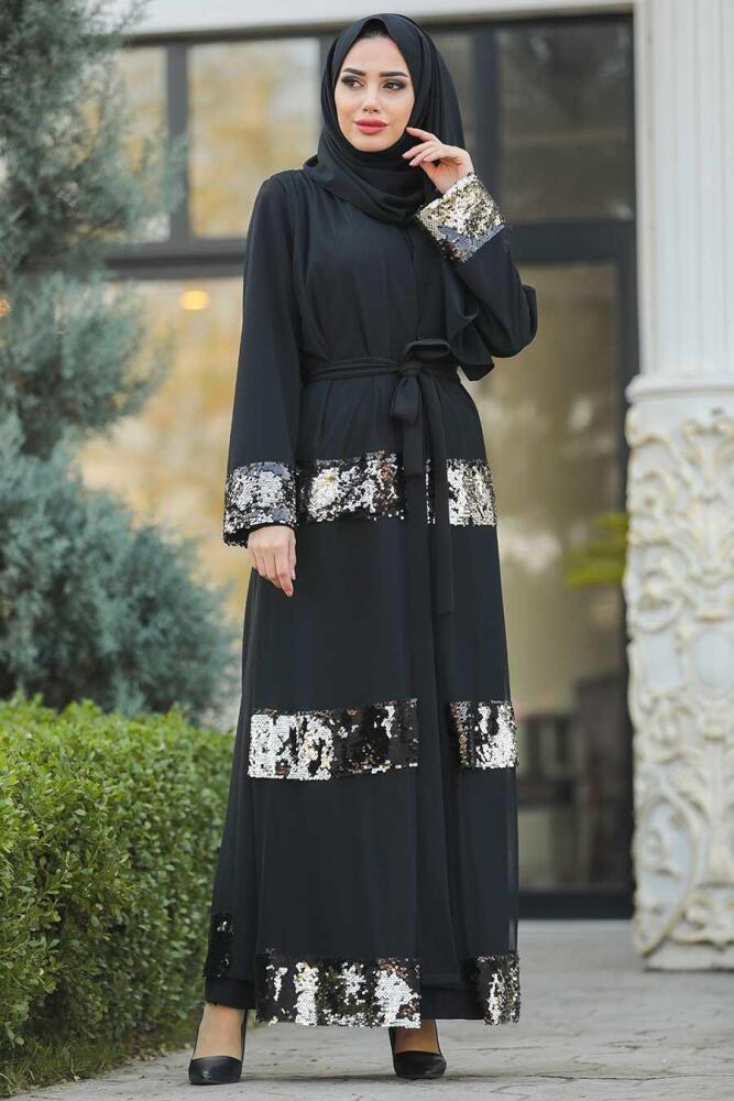 Pul Payetli Gold Tesettür Abaya 8862GOLD - 1