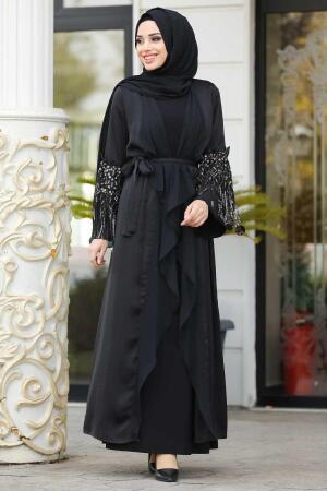 Püsküllü Gold Tesettür Abaya 8960GOLD - 1