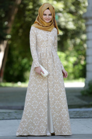 Neva Style - Gold Hijab Dress 7061GOLD - Thumbnail