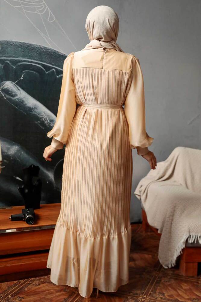 Neva Style - Gold Muslim Dress 3747GOLD - 5