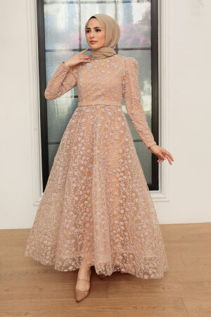 Neva Style - Gold Turkish Hijab Wedding Dress 22510GOLD - 2