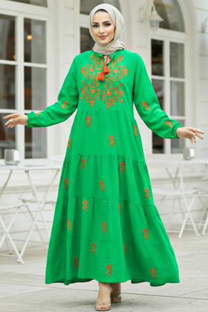 Green Abaya Dress 40110Y - 1