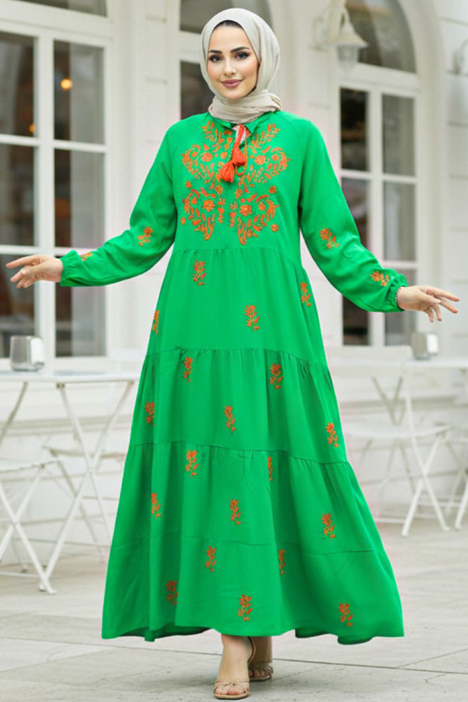 Green Abaya Dress 40110Y - 1