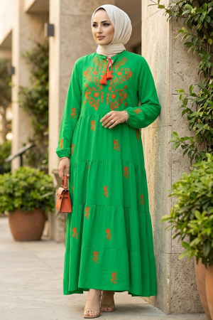 Green Abaya Dress 40110Y - 1