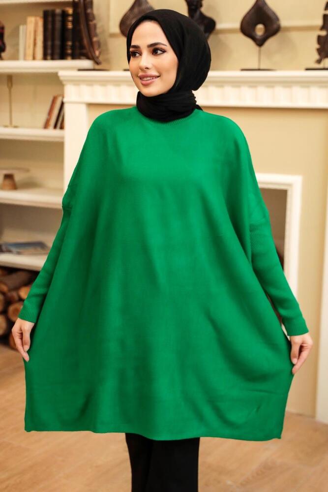 Neva Style - Green High Quality Knitwear Tunic 3399Y - 1