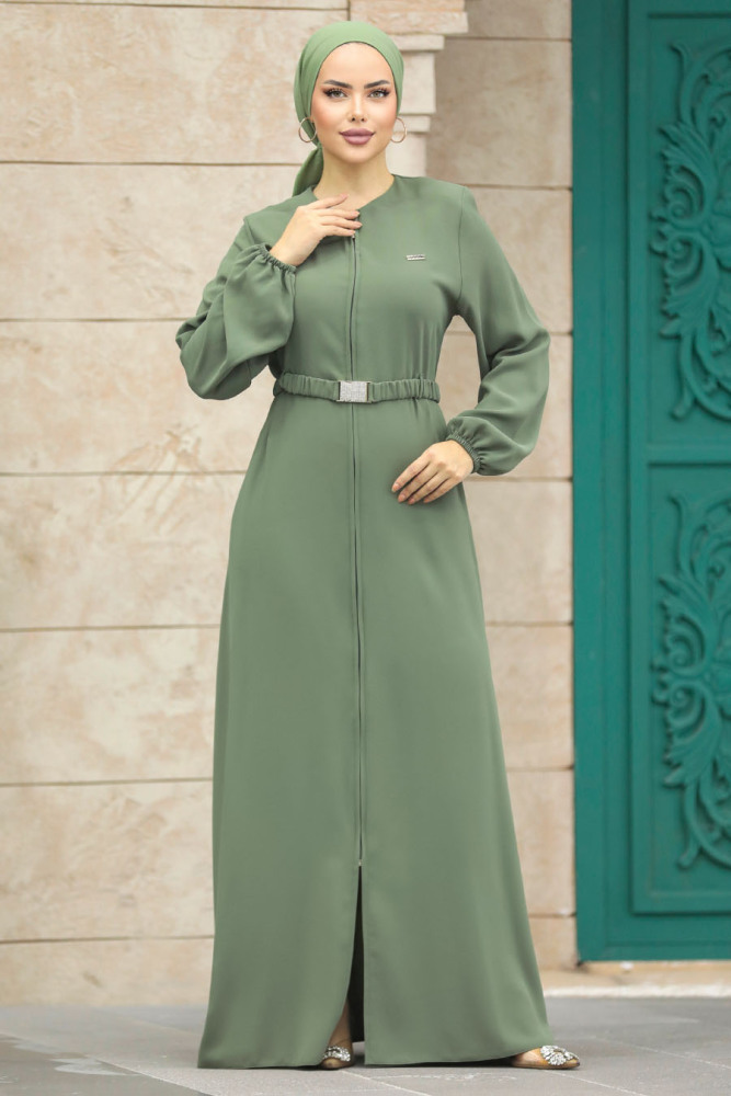 Green Hijab Abaya 20082Y - 1