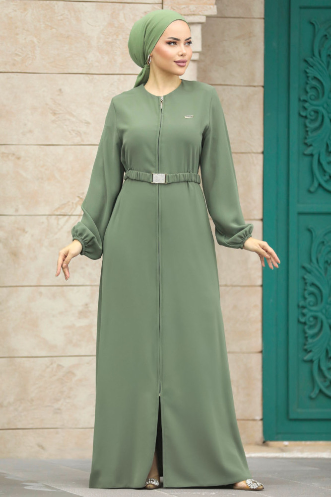 Green Hijab Abaya 20082Y - 3