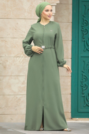 Green Hijab Abaya 20082Y - 4