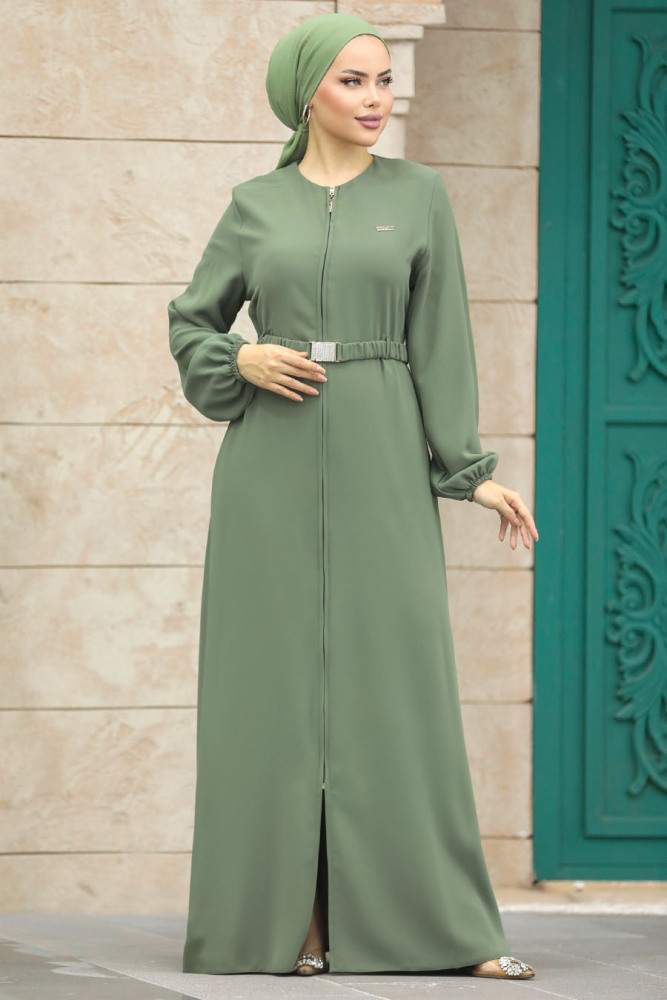Green Hijab Abaya 20082Y - 4