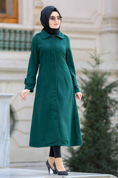 Neva Style - Green Hijab Coat 21690Y