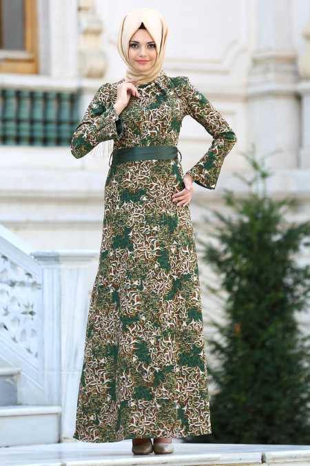 Neva Style - Green Hijab Dress 21880Y