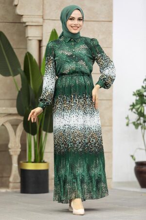 Green Hijab Dress 3878Y - 2