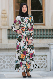 Neva Style - Green Hijab Dress 4172Y - Thumbnail