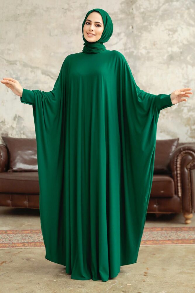 Neva Style - Green Hijab Dress 5867Y - 1