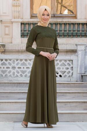 Neva Style - Green Hijab Dress 6647Y - 1