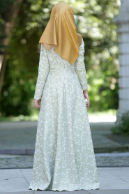 Neva Style - Green Hijab Dress 7061Y - Thumbnail