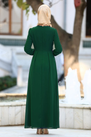 Neva Style - Green Hijab Evening Dress 51983-01Y - Thumbnail