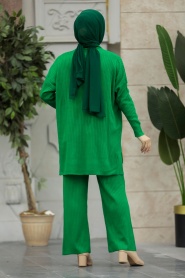 Neva Style - Green Hijab Knitwear Dual Suit 34060Y - Thumbnail