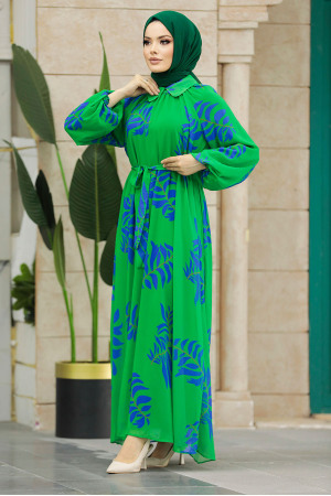 Green Hijab Maxi Dress 20042Y - 2
