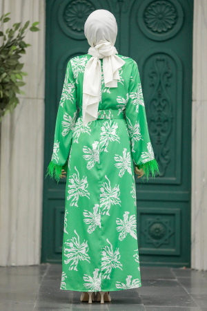 Green Hijab Maxi Dress 77301Y - 4