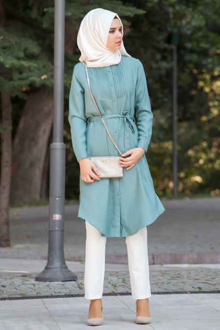 Neva Style - Green Hijab Tunic 5079Y