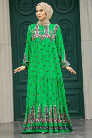 Neva Style - Green Islamic Clothing Dress 50092Y - Thumbnail