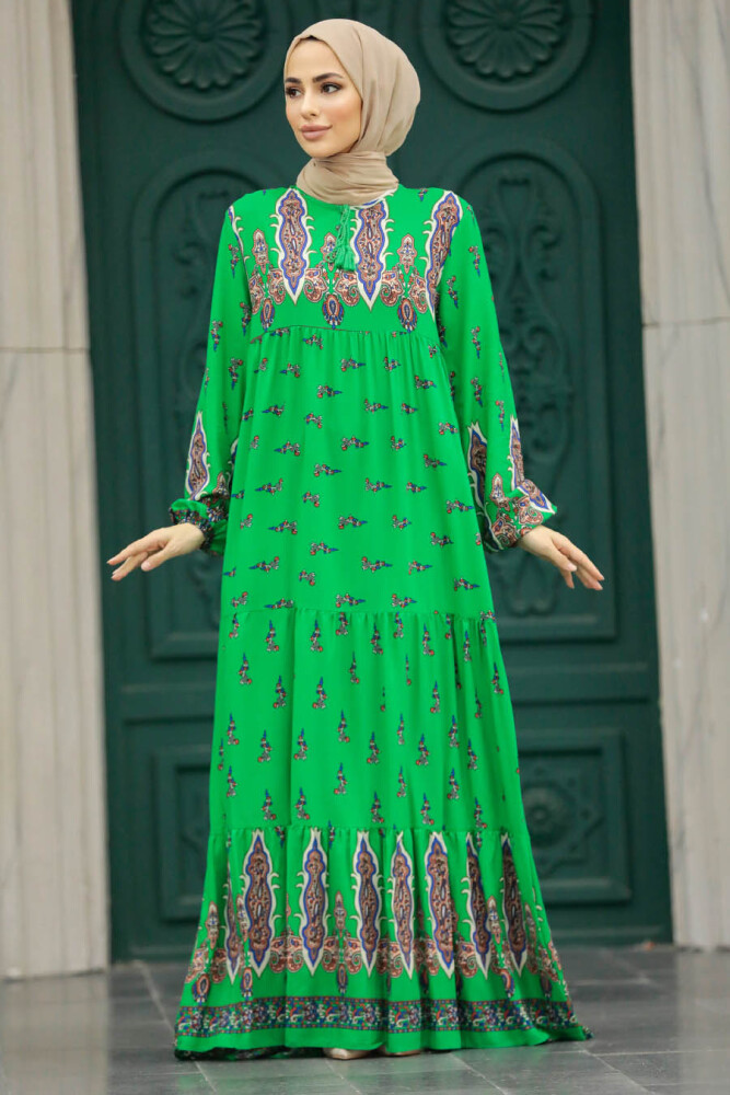 Green Islamic Clothing Dress 50092Y - 2