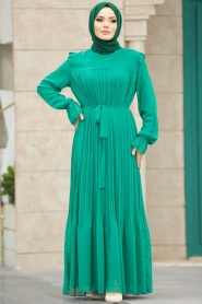 Neva Style - Green Islamic Clothing Dress 51634Y - Thumbnail