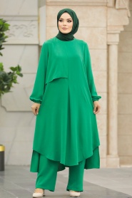 Neva Style - Green Islamic Clothing Dual Suit 10701Y - Thumbnail